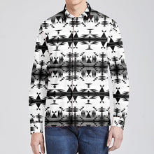 Load image into Gallery viewer, Between the Mountains White and Black Men&#39;s Long Sleeve Dress Shirt
