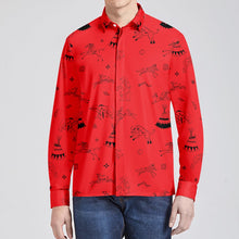 Load image into Gallery viewer, Ledger Dabbles Red Men&#39;s Long Sleeve Dress Shirt
