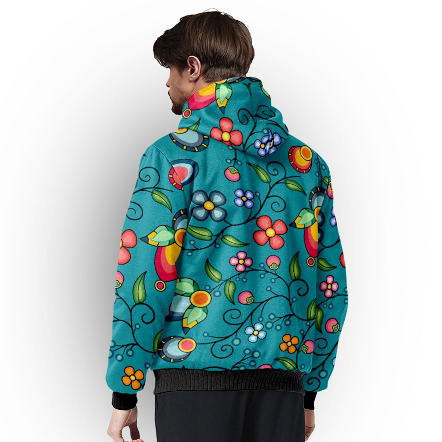 Floral Bounty Teal Sherpa Hoodie