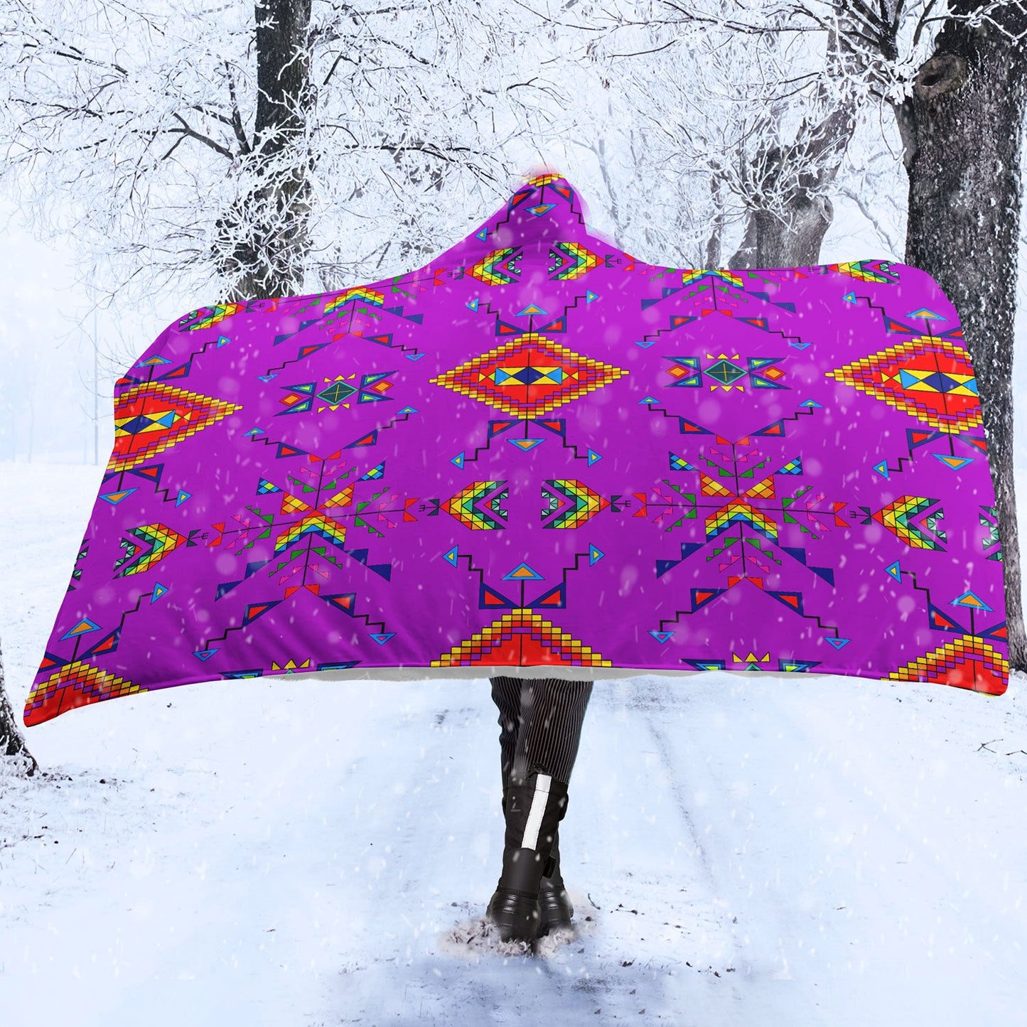 Buffalo Jump Purple Hooded Blanket