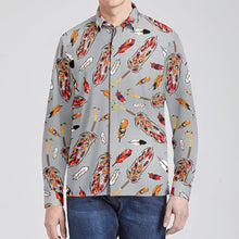 Load image into Gallery viewer, ECM Prayer Feathers Grey Men&#39;s Long Sleeve Dress Shirt
