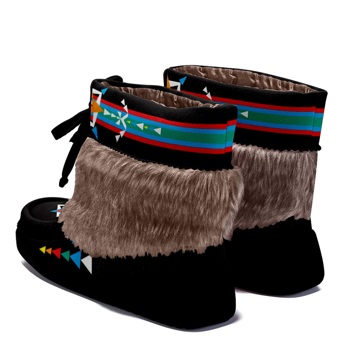 Blossom Black Leather MoccaLux Short Style with Fur