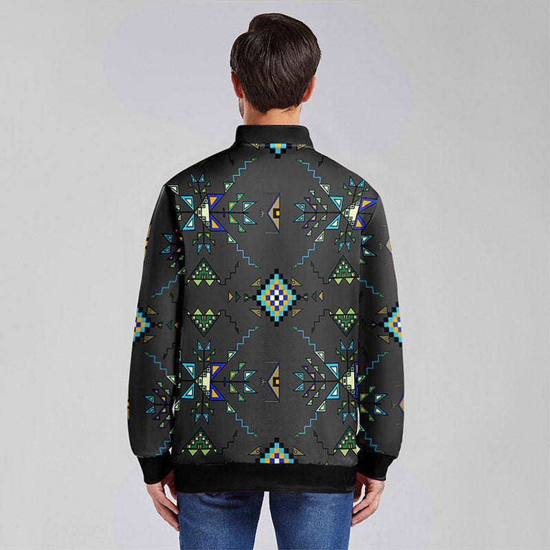 Bear Shield Dark Gray Zippered Collared Lightweight Jacket