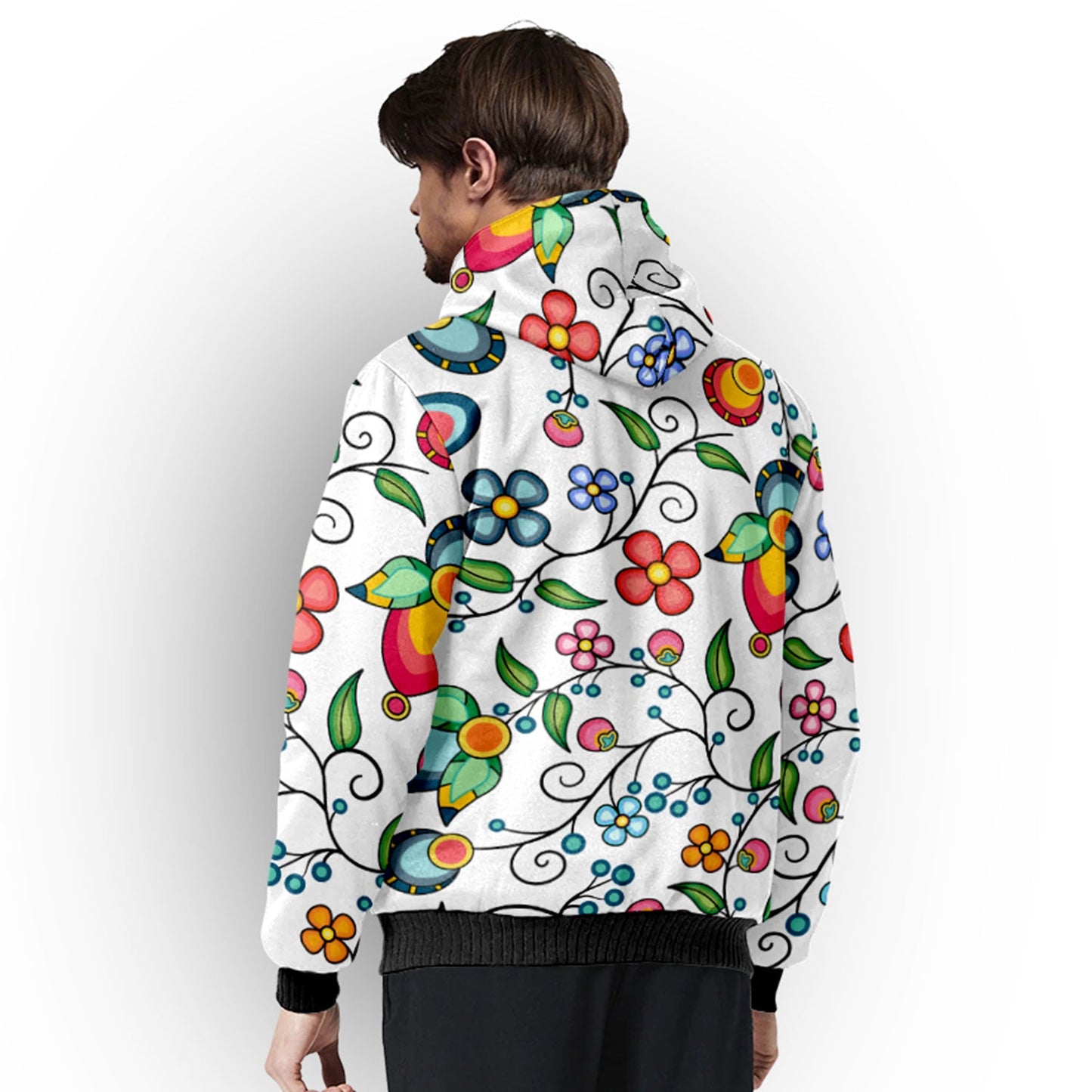 Floral Bounty White Sherpa Hoodie