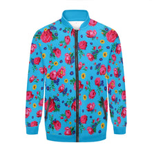 Load image into Gallery viewer, Kokum Ceremony Blue Zippered Collared Lightweight Jacket
