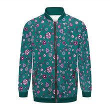 Load image into Gallery viewer, Burgundy Bloom Youth Zippered Collared Lightweight Jacket
