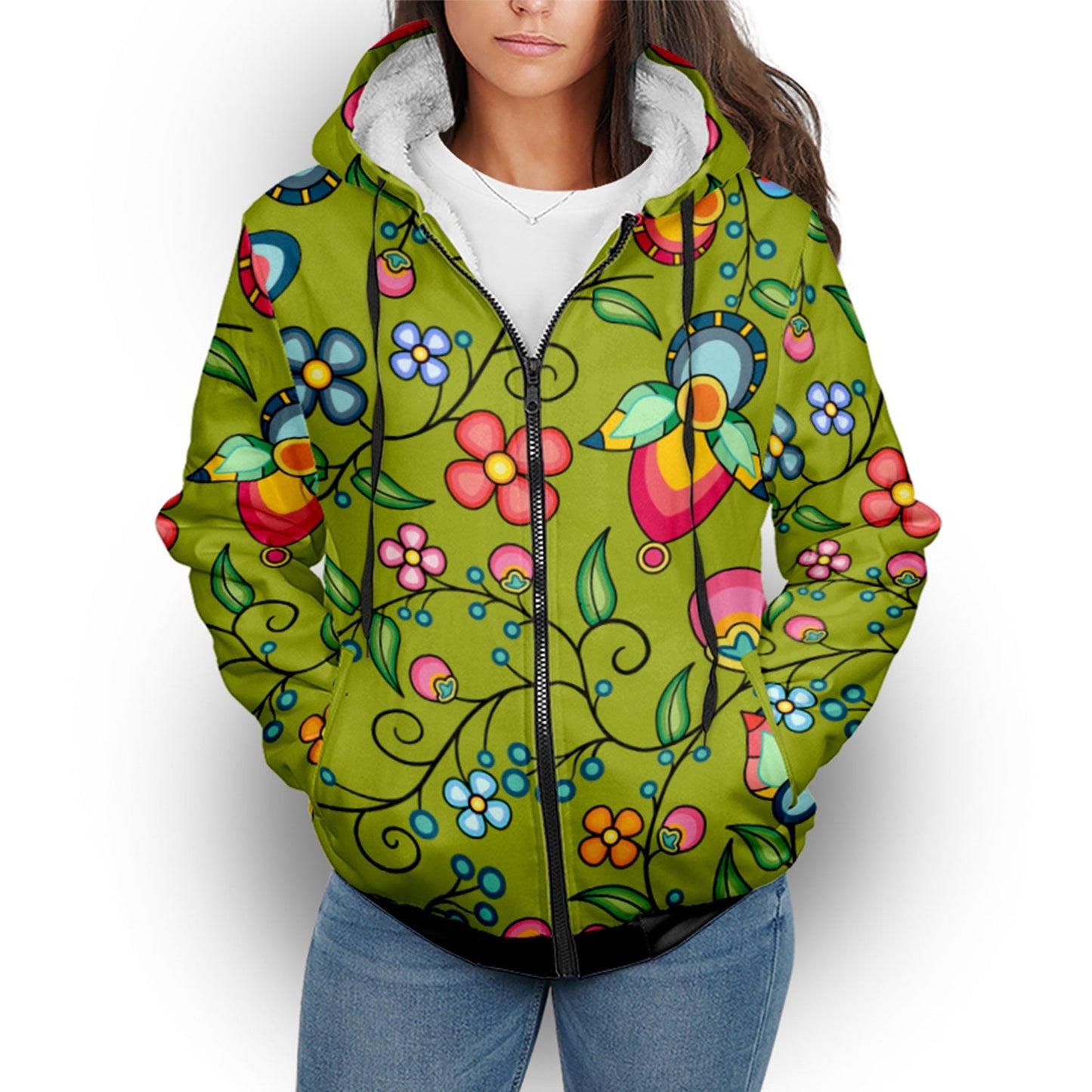 Floral Bounty Sweetgrass Sherpa Hoodie