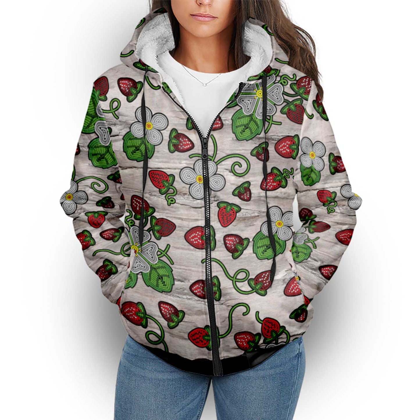 Strawberry Dreams Bright Birch Sherpa Hoodie