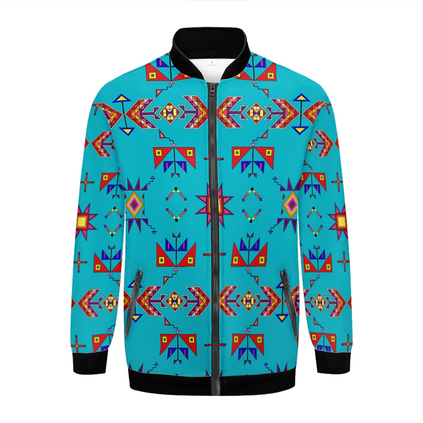 Scattered Generations Turquoise Zippered Collared Lightweight Jacket