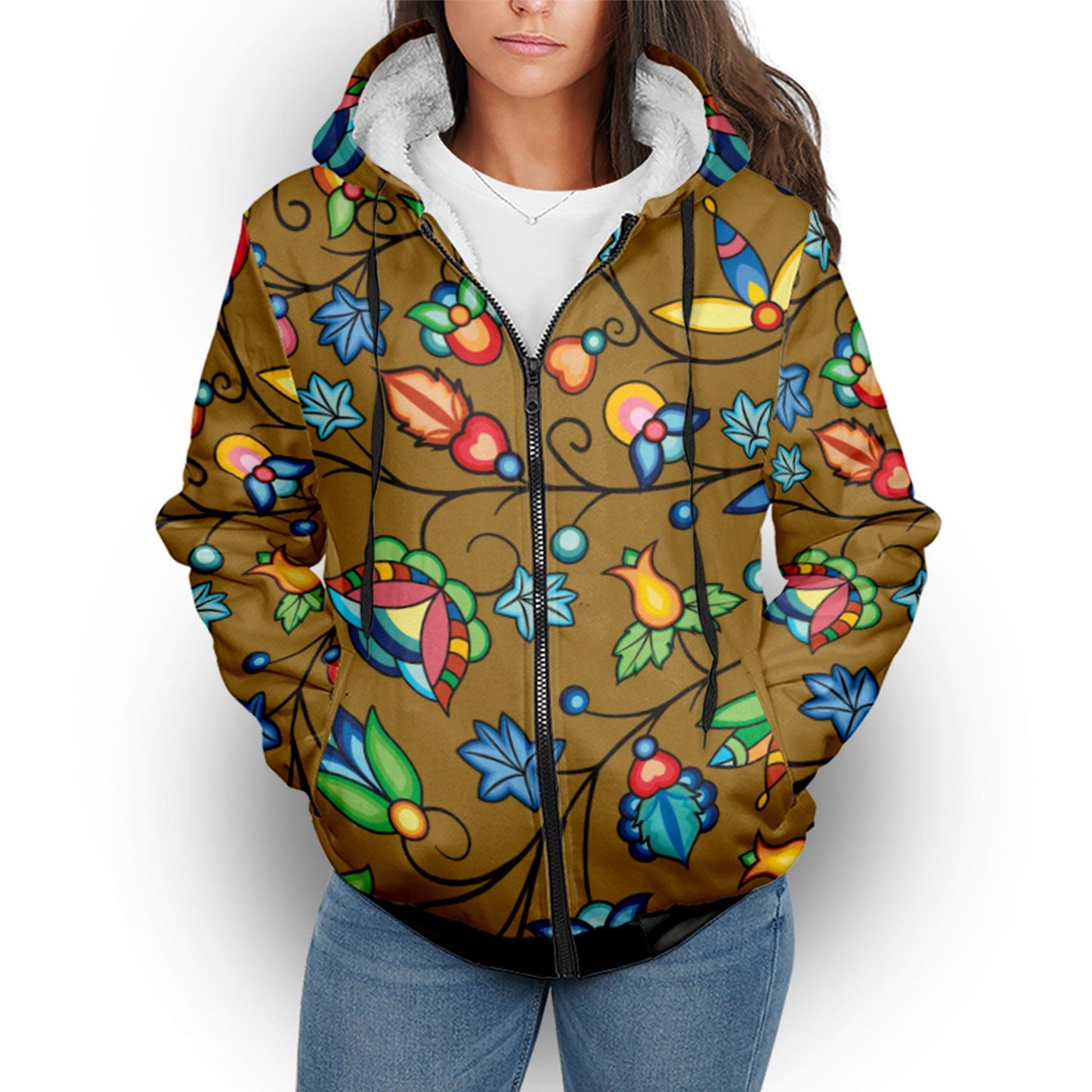 Prairie Plains Spirit Fall Leaves Sherpa Hoodie