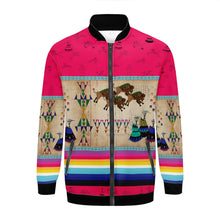 Load image into Gallery viewer, Buffalos Running Berry Zippered Collared Lightweight Jacket
