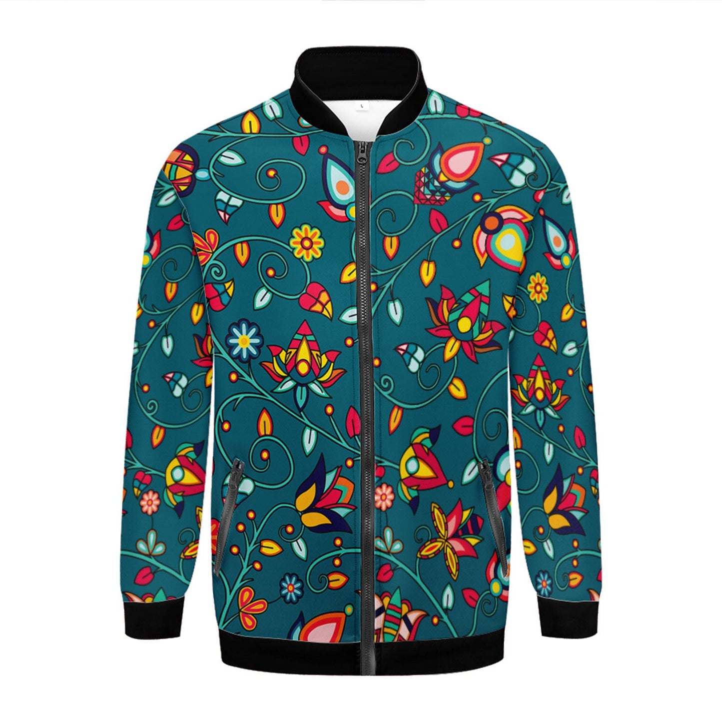 Thorny Path Teal Zippered Collared Lightweight Jacket