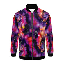 Load image into Gallery viewer, Animal Ancestors 9 Cosmic Swirl Purple and Red Zippered Collared Lightweight Jacket
