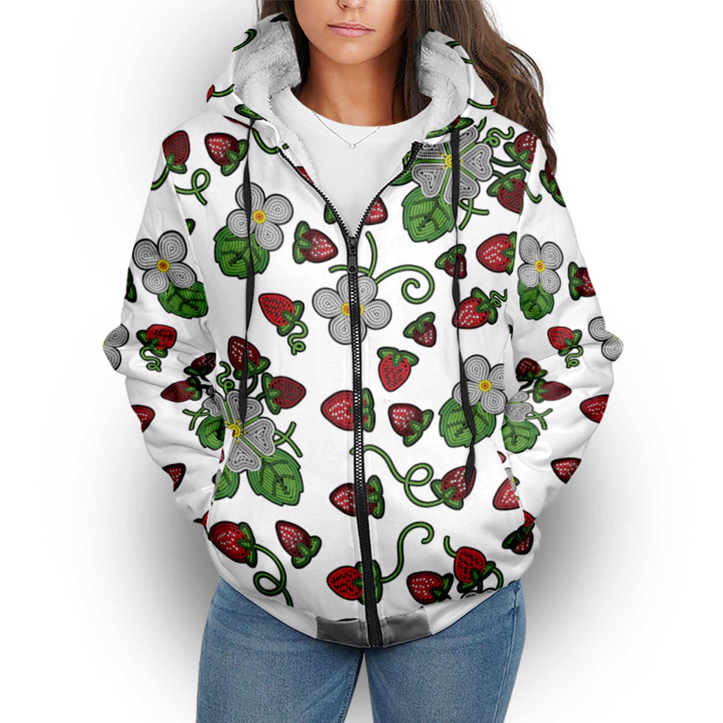 Strawberry Dreams White Sherpa Hoodie