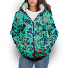 Load image into Gallery viewer, Grandmother Stories Turquoise Sherpa Hoodie
