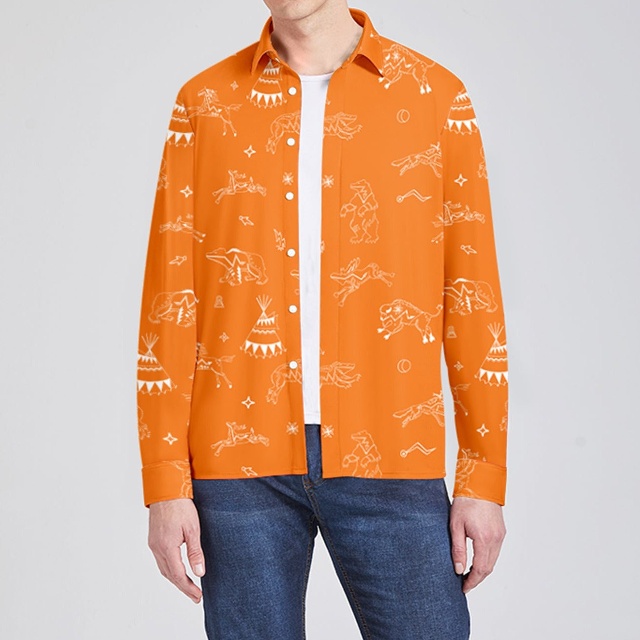 Ledger Dabbles Orange Men's Long Sleeve Dress Shirt