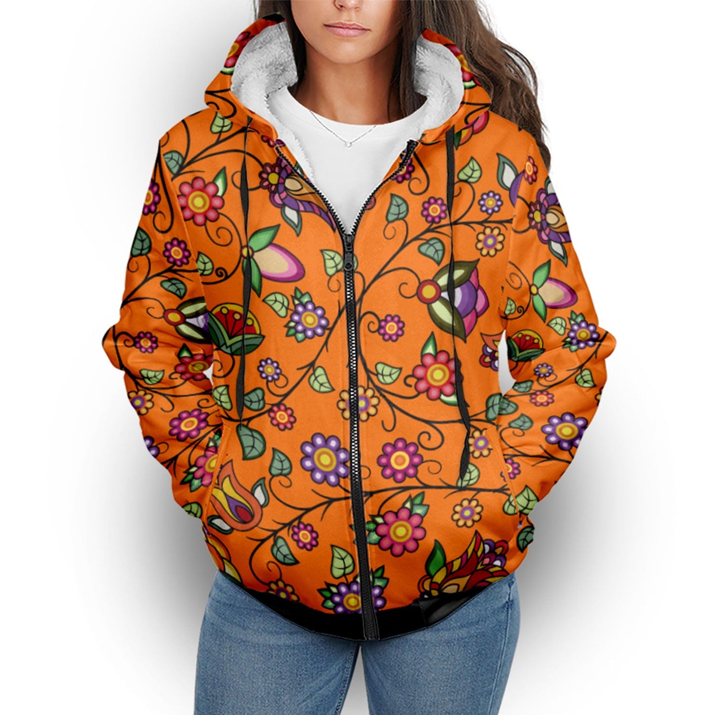 Heartbeat Petals ECM Orange Sherpa Hoodie