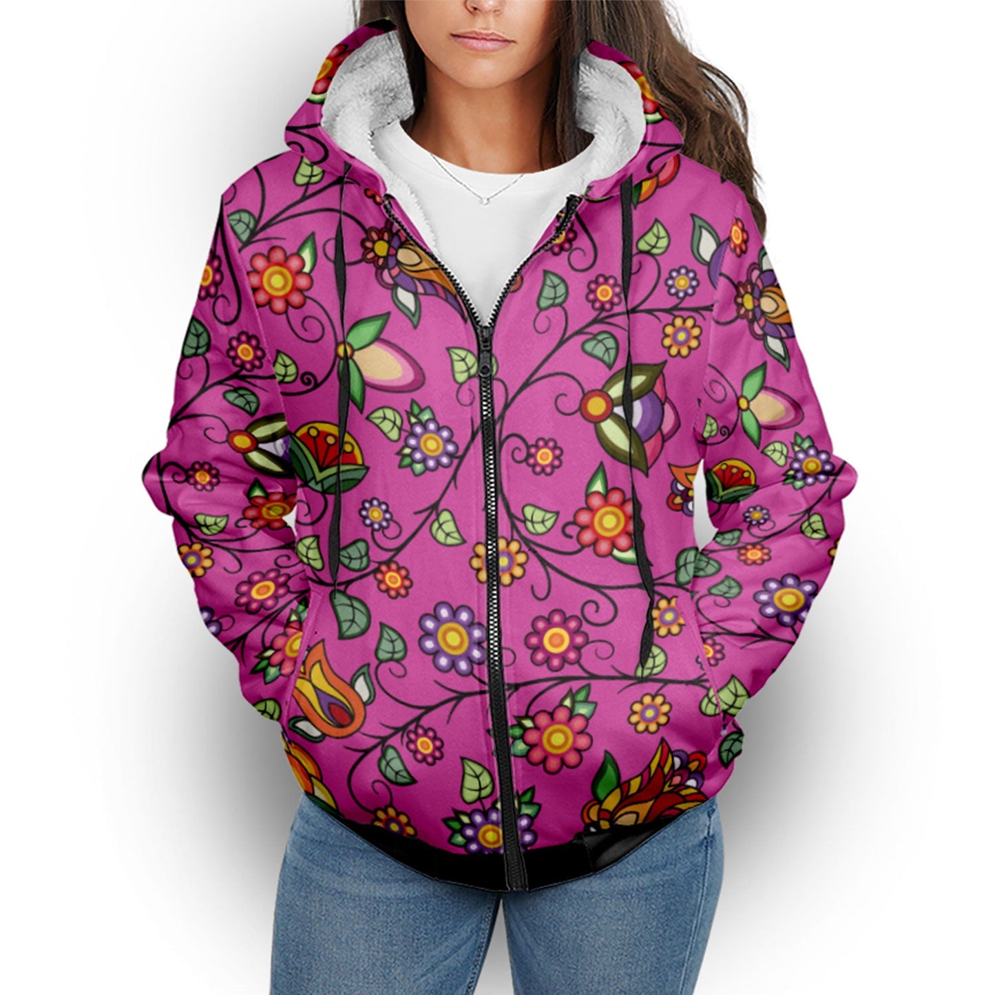 Heartbeat Petals Pink Sherpa Hoodie