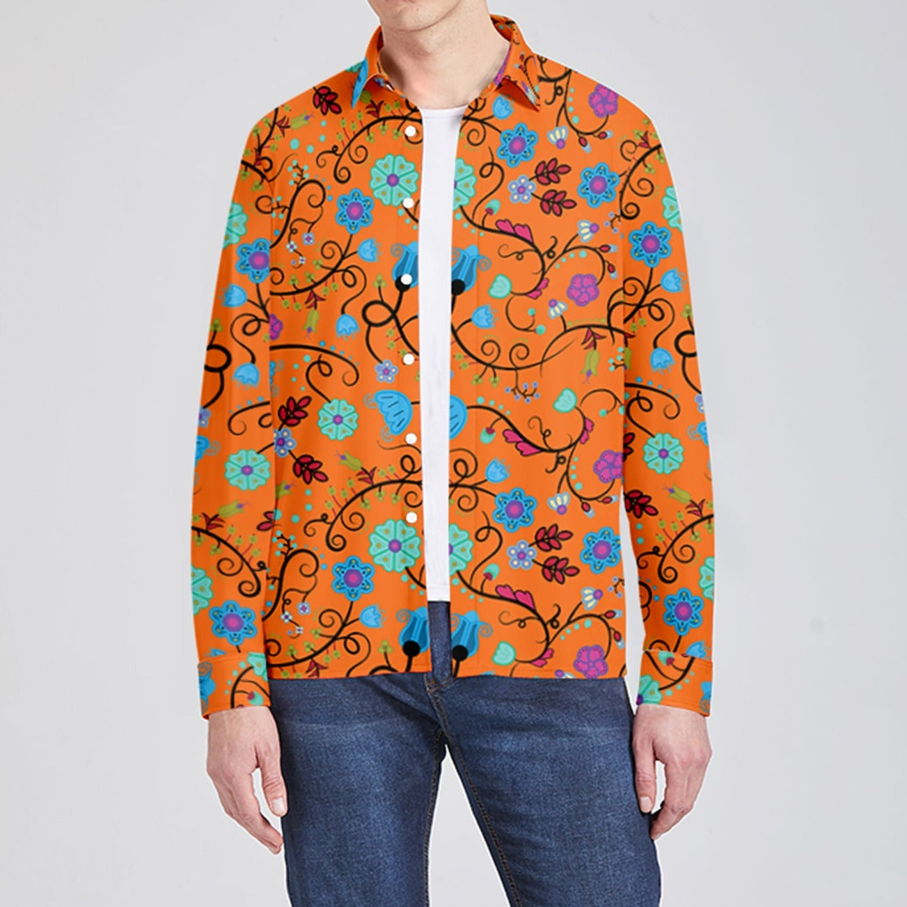 Nipin Blossom Carrot Men's Long Sleeve Dress Shirt