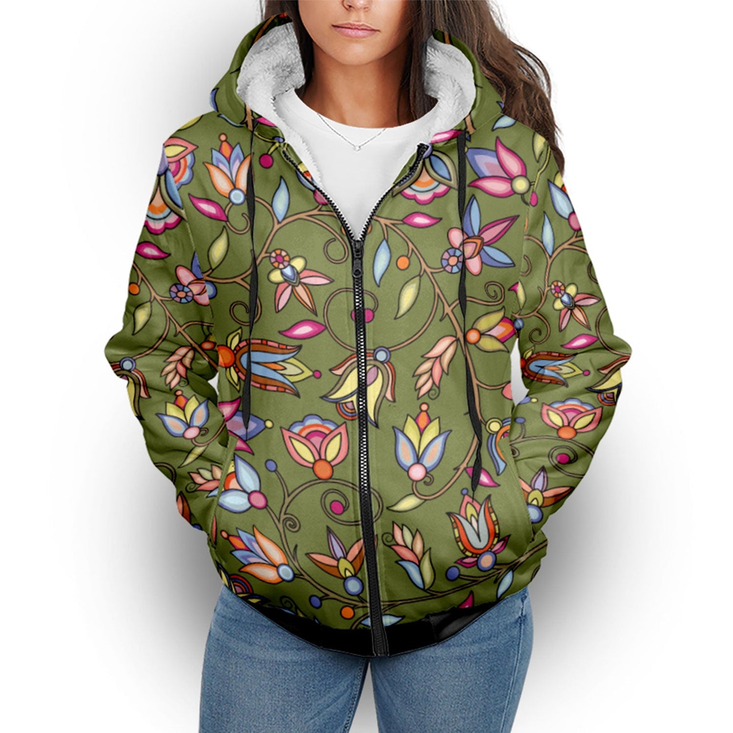 Buffalo Bloom Sage Sherpa Hoodie