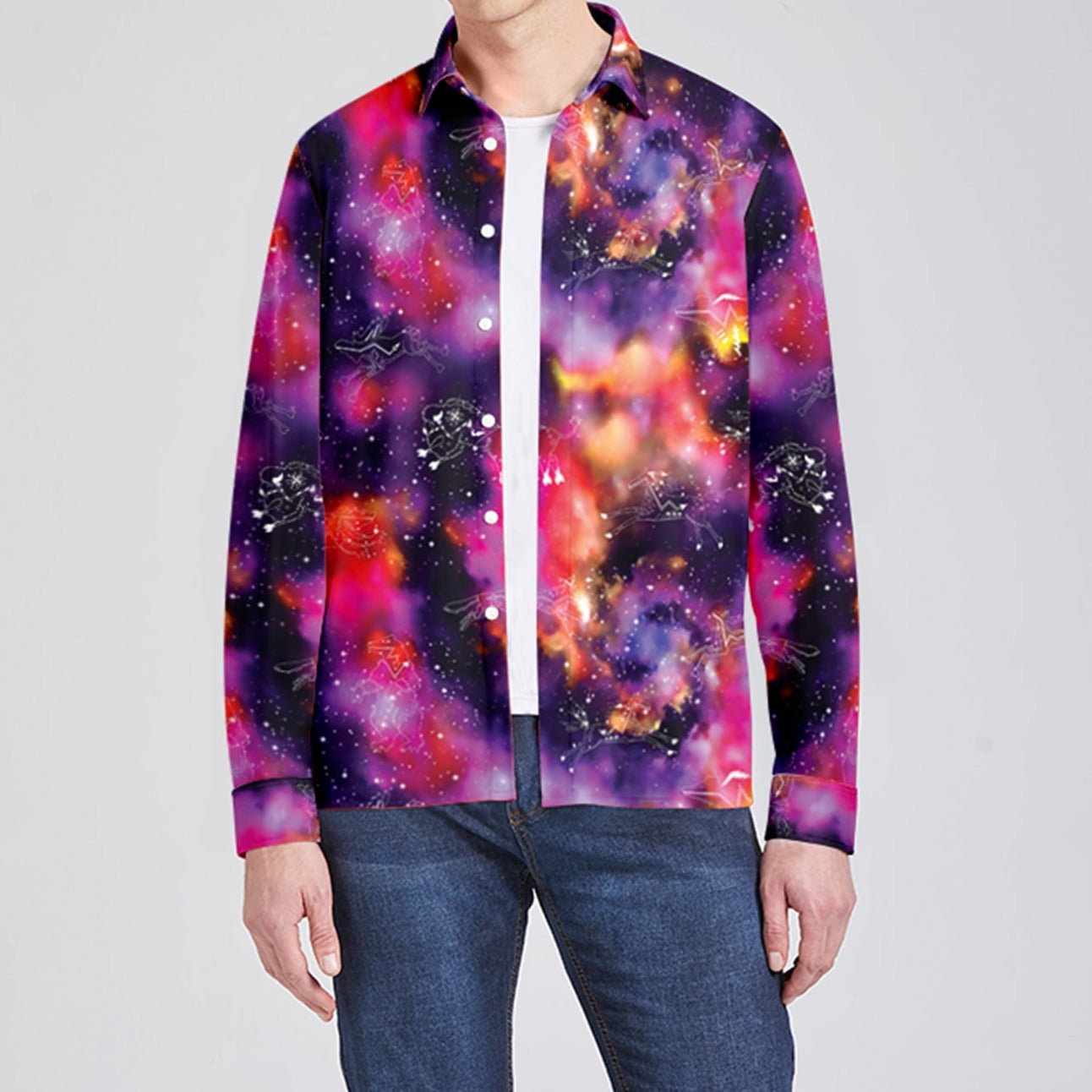 Animal Ancestors 9 Cosmic Swirl Purple and Red Dress Shirt