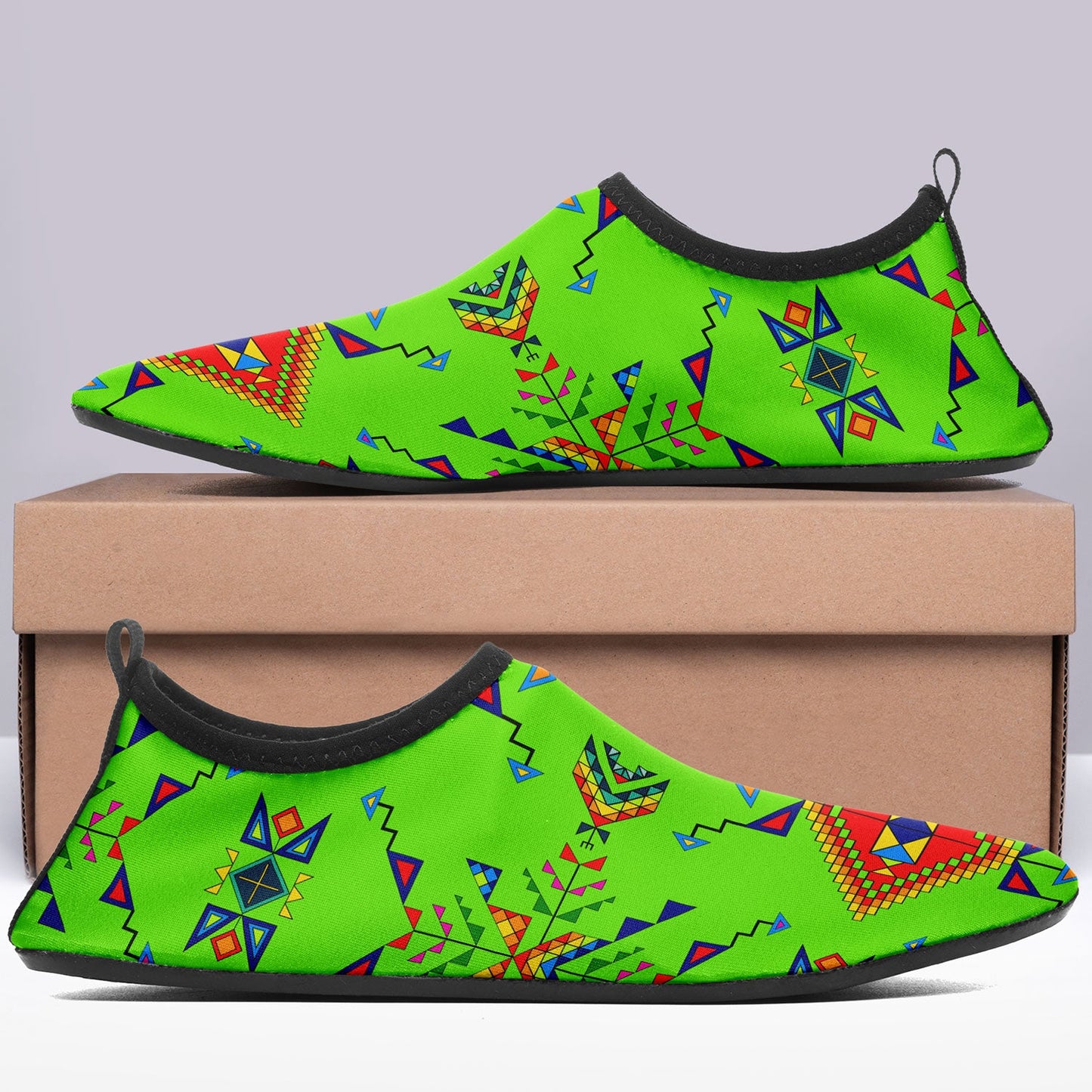 Buffalo Jump Neon Green Kid's Sockamoccs Slip On Shoes