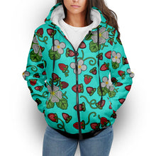 Load image into Gallery viewer, Strawberry Dreams Turquoise Sherpa Hoodie
