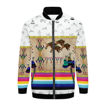 Load image into Gallery viewer, Buffalos Running White Clay Zippered Collared Lightweight Jacket
