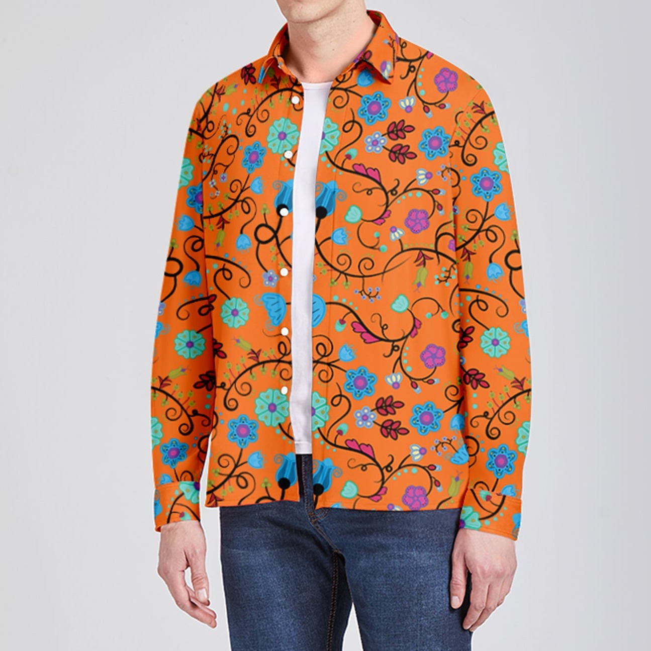 Nipin Blossom Carrot Men's Long Sleeve Dress Shirt