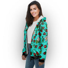 Load image into Gallery viewer, Strawberry Dreams Turquoise Sherpa Hoodie
