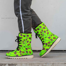 Load image into Gallery viewer, Spring Blossoms on Neon Green Polar Winter Boots
