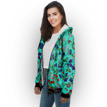 Load image into Gallery viewer, Grandmother Stories Turquoise Sherpa Hoodie
