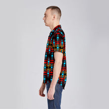 Load image into Gallery viewer, Black Fire Button Up Silk Shirt
