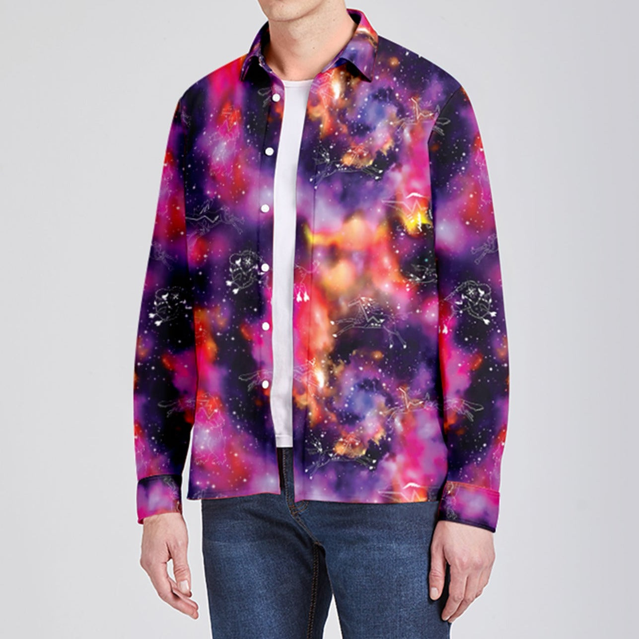 Animal Ancestors 9 Cosmic Swirl Purple and Red Dress Shirt