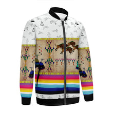 Load image into Gallery viewer, Buffalos Running White Clay Zippered Collared Lightweight Jacket
