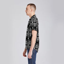 Load image into Gallery viewer, Black Fire Black and White Button Up Silk Shirt
