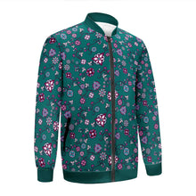 Load image into Gallery viewer, Burgundy Bloom Youth Zippered Collared Lightweight Jacket
