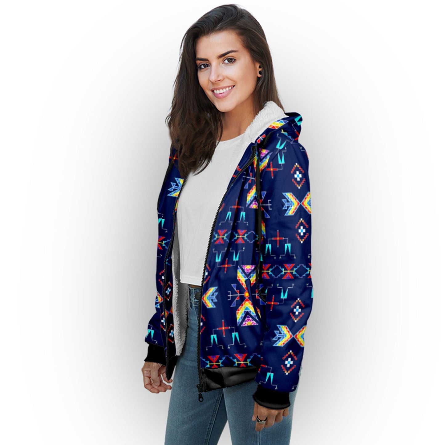 Rainy Chief Rainbow Night Lake Sherpa Hoodie