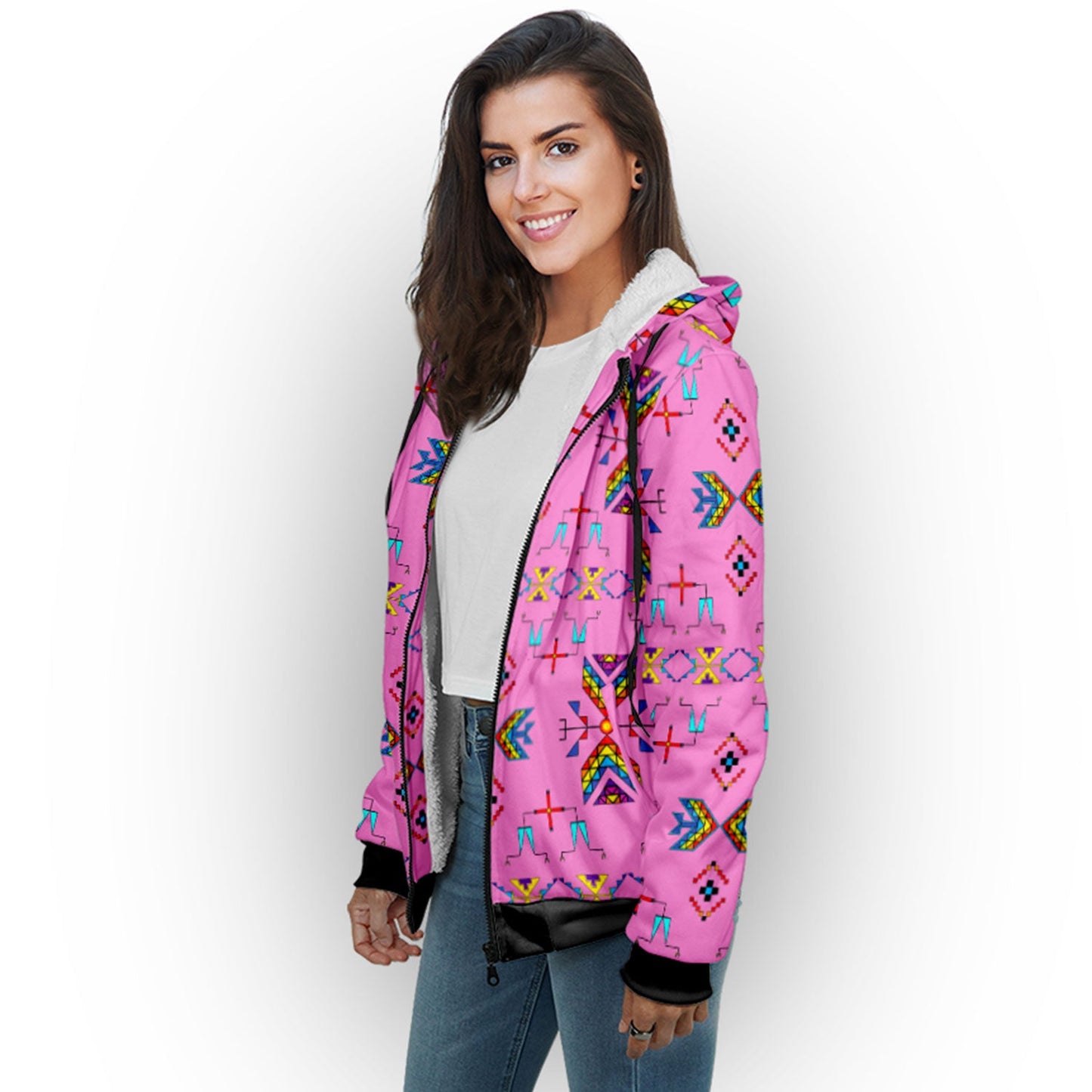 Rainy Chief Rainbow Blush Sherpa Hoodie