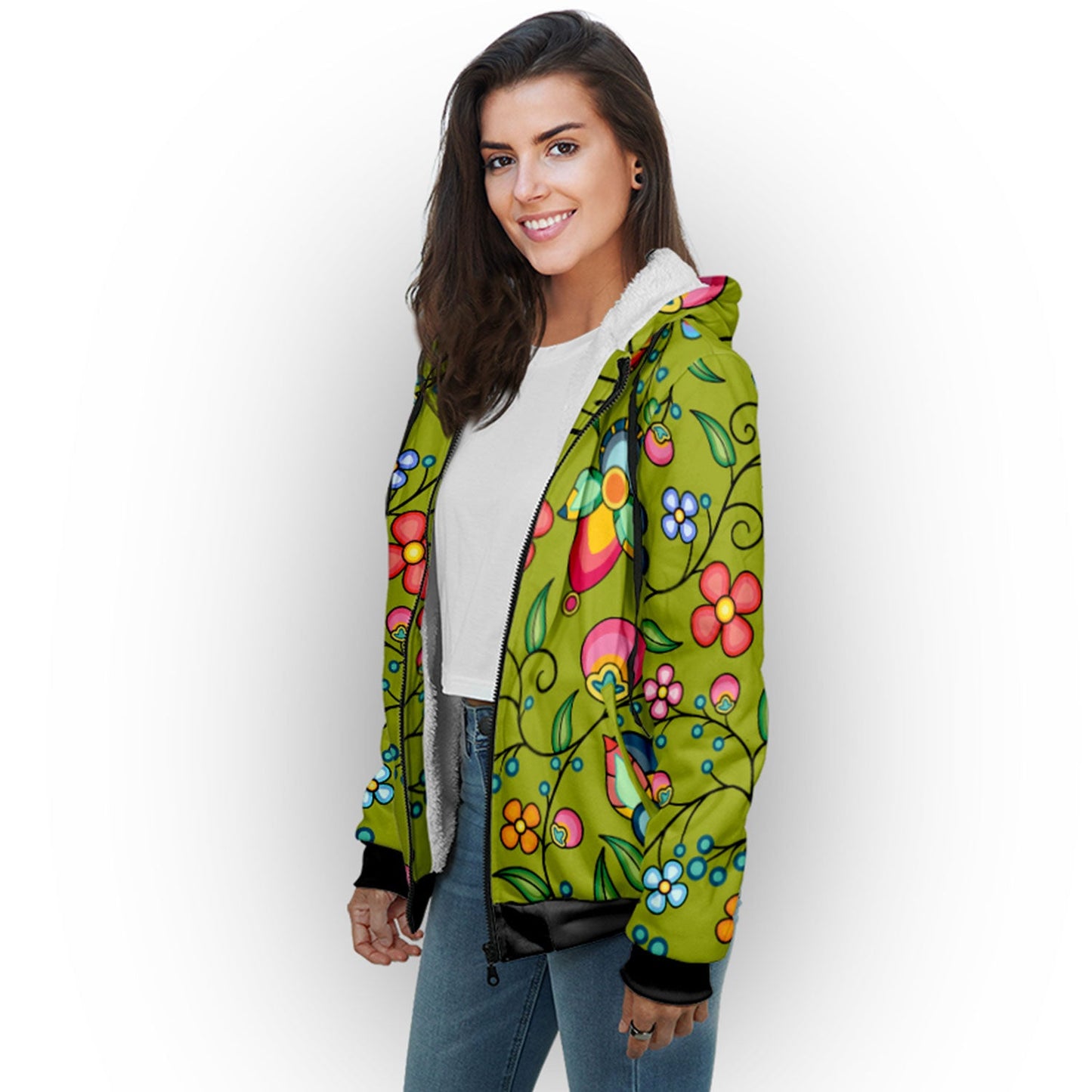 Floral Bounty Sweetgrass Sherpa Hoodie