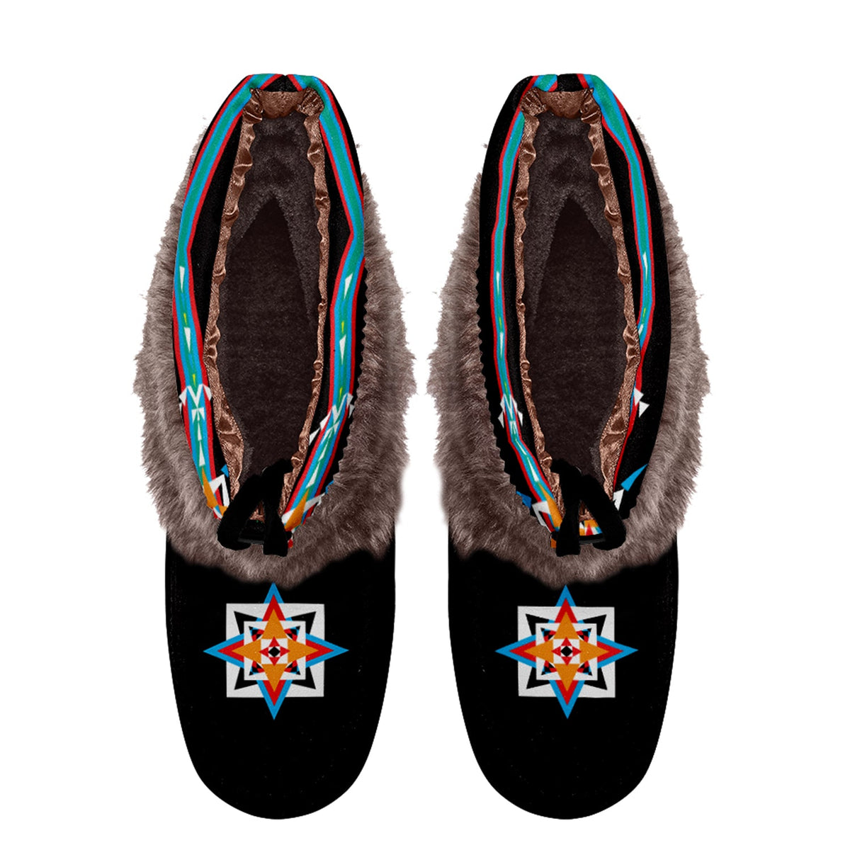 Blossom Black Leather MoccaLux Short Style with Fur