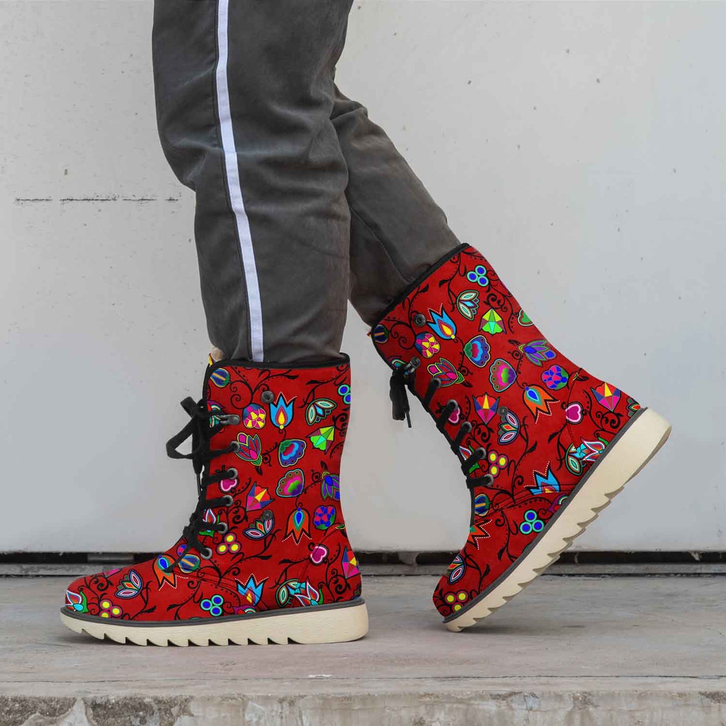 Indigenous Paisley Dark Red Polar Winter Boots