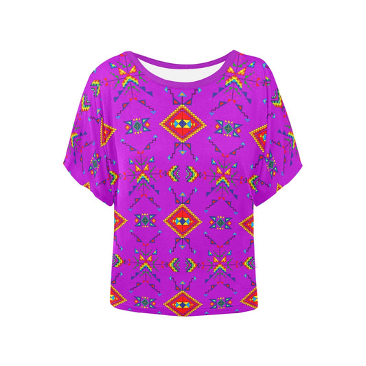 Buffalo Jump Purple Women's Batwing-Sleeved Blouse T shirt