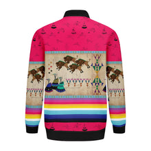 Load image into Gallery viewer, Buffalos Running Berry Zippered Collared Lightweight Jacket
