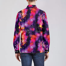 Load image into Gallery viewer, Animal Ancestors 9 Cosmic Swirl Purple and Red Men&#39;s Long Sleeve Dress Shirt
