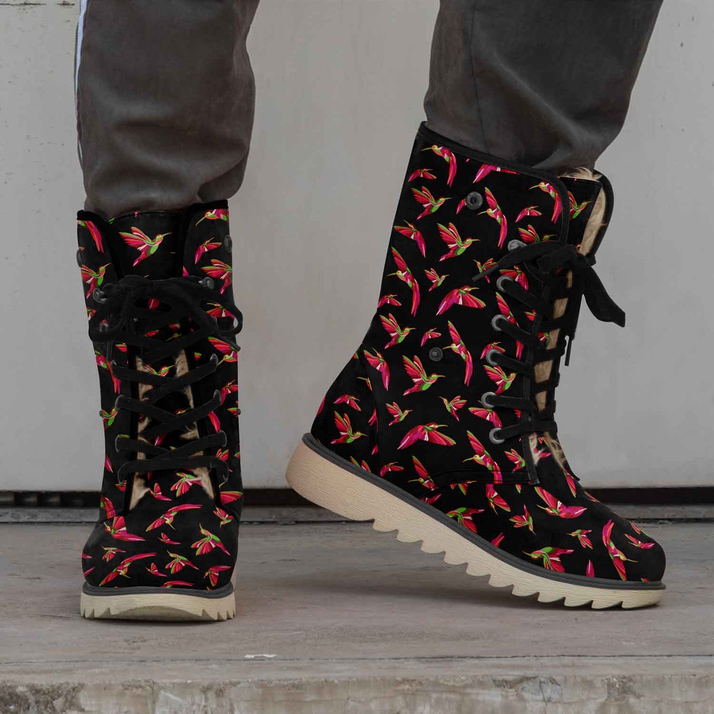 Red Swift Colourful Black Polar Winter Boots