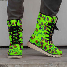 Load image into Gallery viewer, Spring Blossoms on Neon Green Polar Winter Boots
