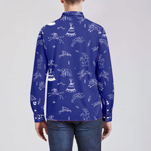 Load image into Gallery viewer, Ledger Dabbles Blue Men&#39;s Long Sleeve Dress Shirt
