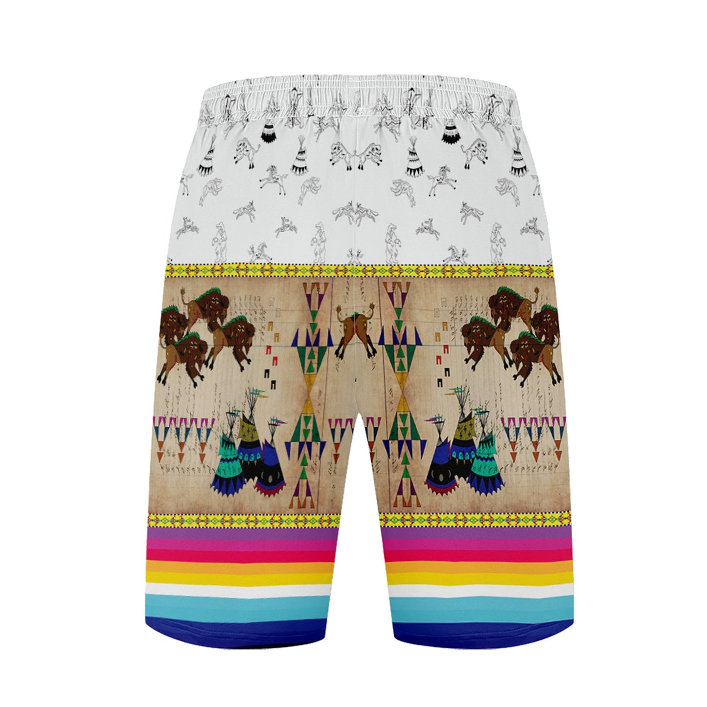 Buffalos Running White Clay Athletic Shorts with Pockets