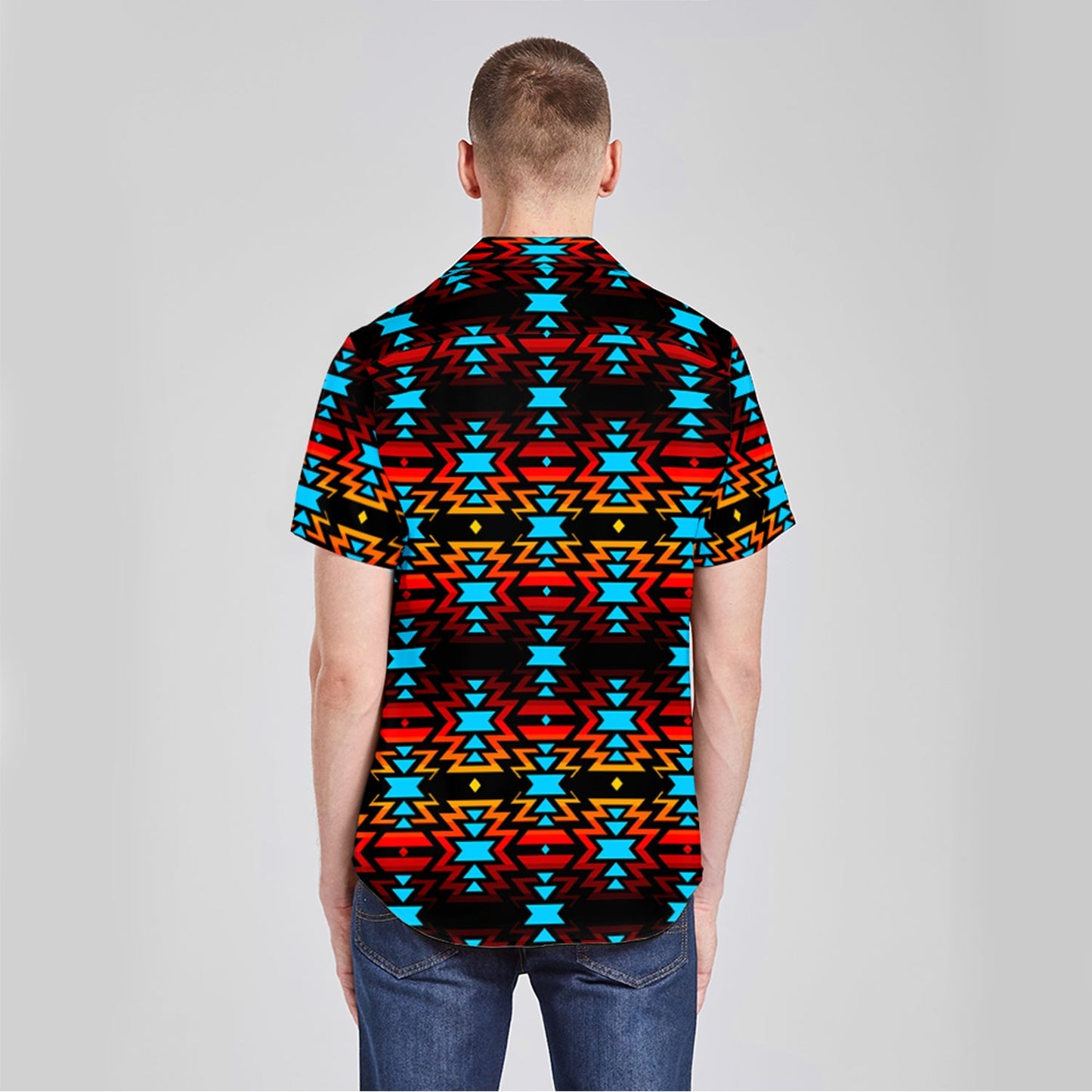Black Fire Button Up Silk Shirt